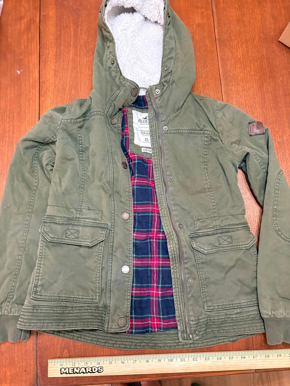 Hollister Heritage Collection Sherpa-Lined Utility Jacket XS Olive Green
